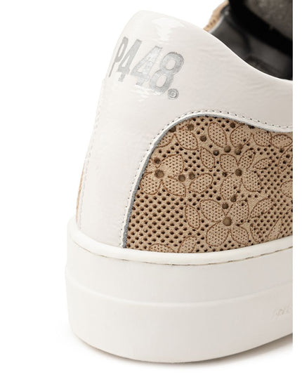 P448 Beige Leather Athletic Sneakers