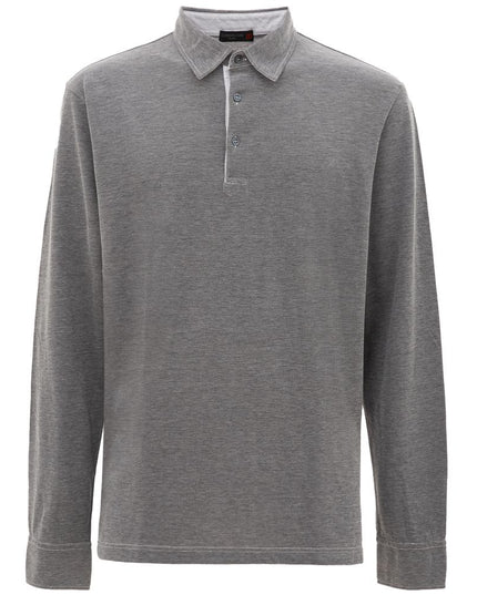 Corneliani Gray Cotton Polo Shirt