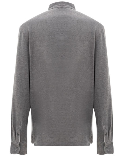 Corneliani Gray Cotton Polo Shirt
