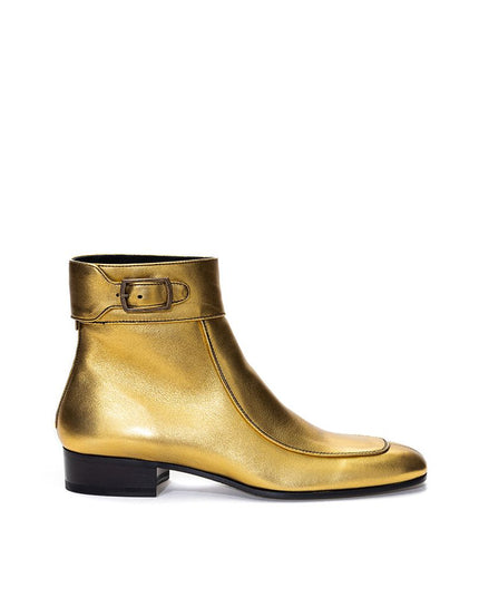 Saint Laurent Gold Leather Ankle Boots