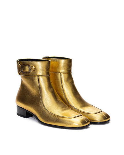 Saint Laurent Gold Leather Ankle Boots