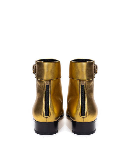 Saint Laurent Gold Leather Ankle Boots