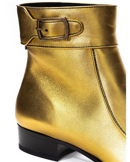Saint Laurent Gold Leather Ankle Boots
