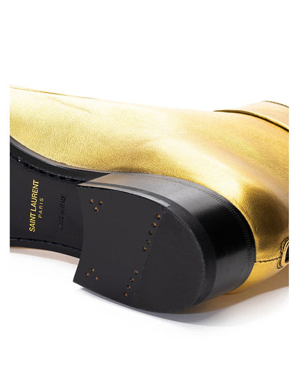 Saint Laurent Gold Leather Ankle Boots