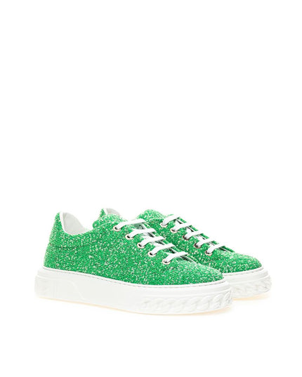 Casadei Emerald Elegance Leather Sneakers