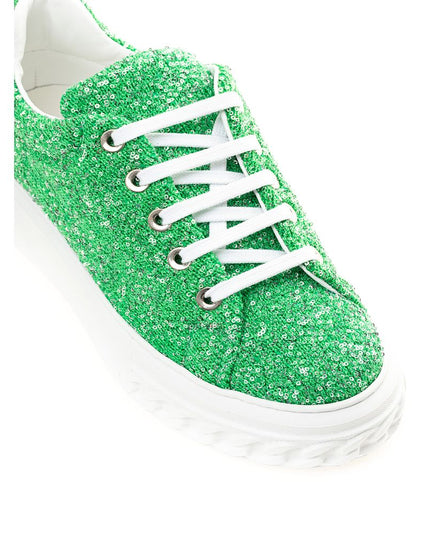 Casadei Emerald Elegance Leather Sneakers