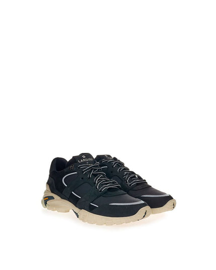 Lardini Black Suede Leather Athletic Sneakers
