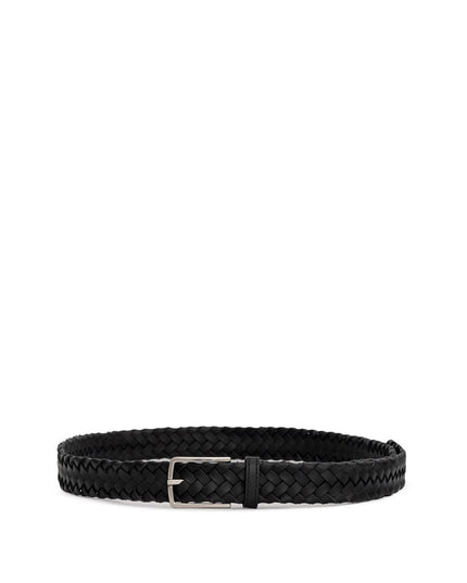 Bottega Veneta Black Leather Regular Belt