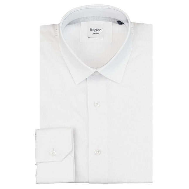 Bagutta White Linen Men Shirt