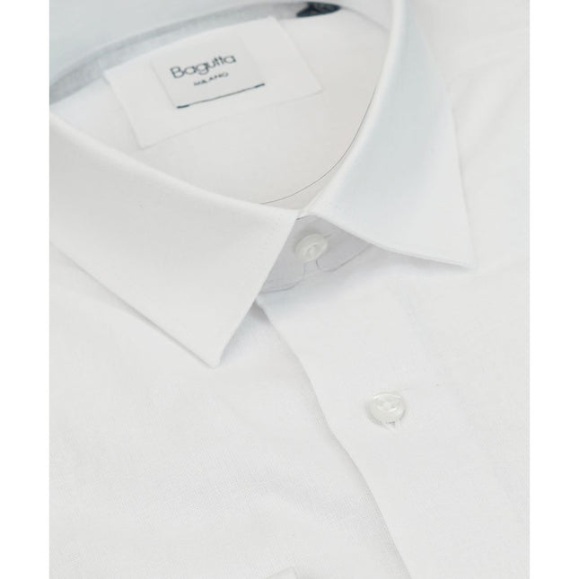 Bagutta White Linen Men Shirt