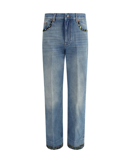 Valentino Blue Cotton Straight-Leg Jeans