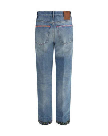 Valentino Blue Cotton Straight-Leg Jeans