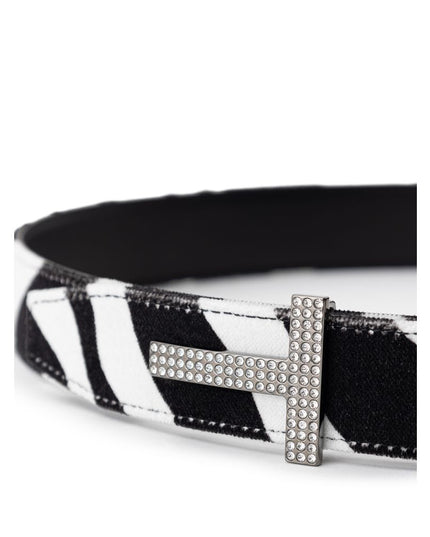 Tom Ford Black And White Leather Regular Belt