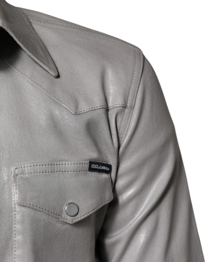 Dolce & Gabbana Metallic Gray Cotton Button Down Shirt