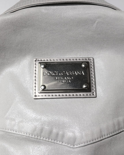 Dolce & Gabbana Metallic Gray Cotton Button Down Shirt