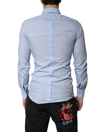 Dolce & Gabbana Light Blue Cotton GOLD Dress Formal Shirt