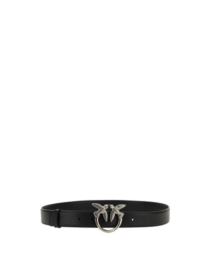 PINKO Black Calf Leather Bos Taurus Regular Belt