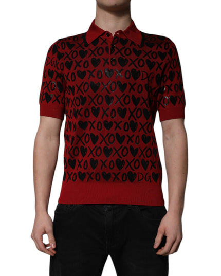 Dolce & Gabbana Red Cotton XOXO Collared Polo T-shirt