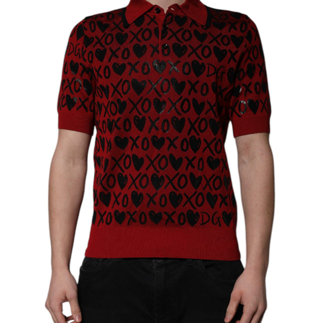 Dolce & Gabbana Red Cotton XOXO Collared Polo T-shirt
