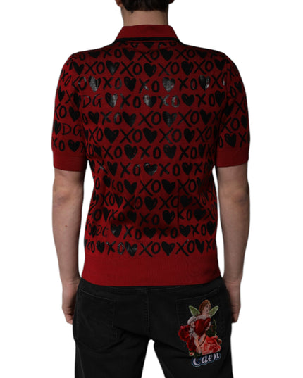Dolce & Gabbana Red Cotton XOXO Collared Polo T-shirt