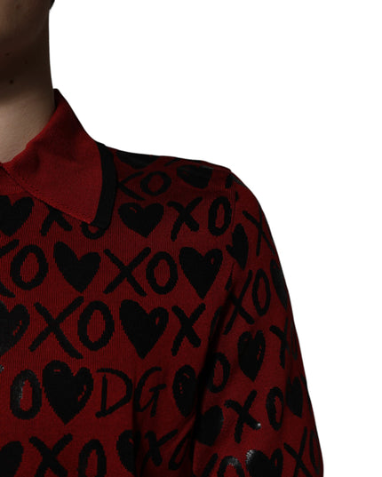Dolce & Gabbana Red Cotton XOXO Collared Polo T-shirt