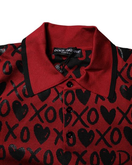 Dolce & Gabbana Red Cotton XOXO Collared Polo T-shirt