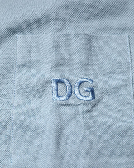 Dolce & Gabbana Blue Cotton Button Down Casual Men Polo Shirt