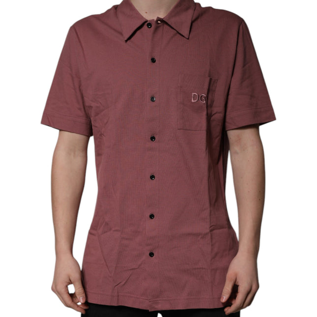 Dolce & Gabbana Dark Pink Button Down Casual Polo Men Shirt