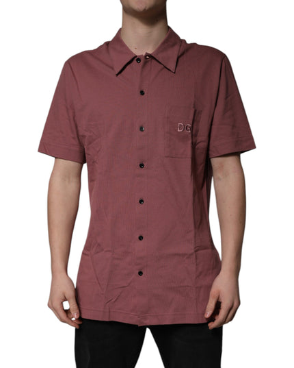 Dolce & Gabbana Dark Pink Button Down Casual Polo Men Shirt