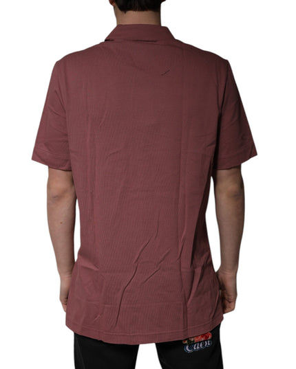 Dolce & Gabbana Dark Pink Button Down Casual Polo Men Shirt