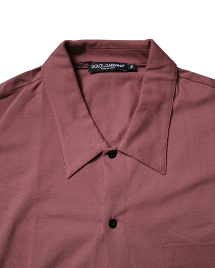 Dolce & Gabbana Dark Pink Button Down Casual Polo Men Shirt