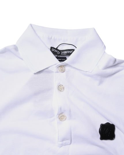 Dolce & Gabbana White Cotton Logo Collared Polo T-shirt