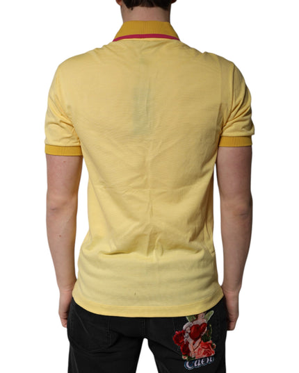 Dolce & Gabbana Yellow Cotton Logo Collared Polo T-shirt