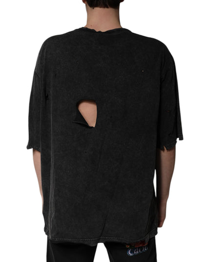 Dolce & Gabbana Black Graphic Print Cotton Crew Neck T-shirt