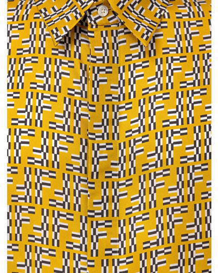 Fendi Yellow Silk Shortsleeve Shirt