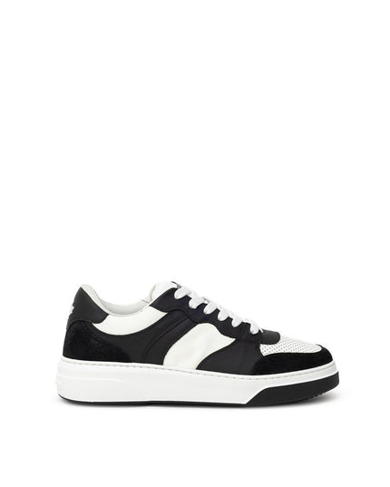 Dsquared² Black And White Leather Athletic Sneakers