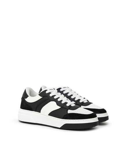 Dsquared² Black And White Leather Athletic Sneakers