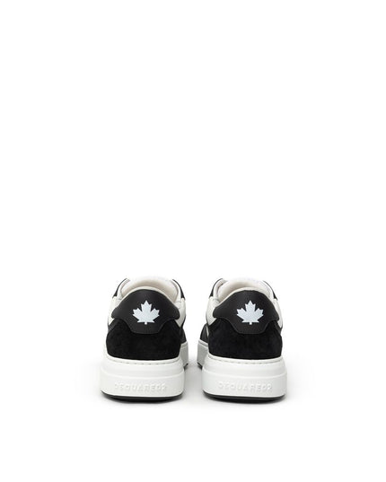 Dsquared² Black And White Leather Athletic Sneakers