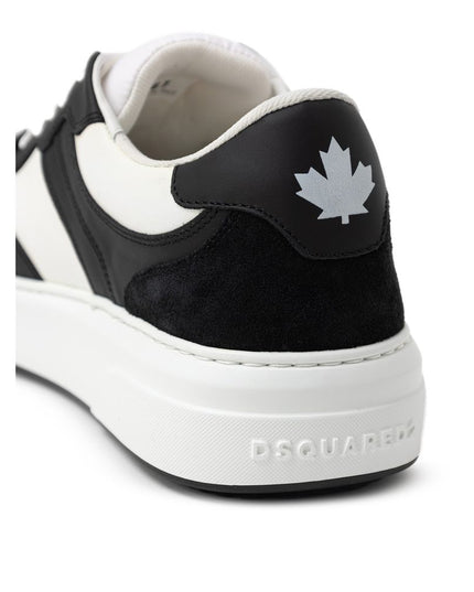 Dsquared² Black And White Leather Athletic Sneakers