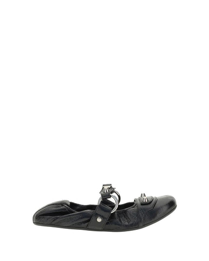 Balenciaga Black Calf Leather Bos Taurus Ballet Flats