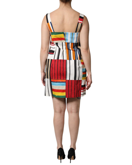 Dolce & Gabbana Multicolor Cotton Stripe Sleeveless Dress