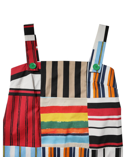 Dolce & Gabbana Multicolor Cotton Stripe Sleeveless Dress