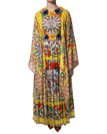 Dolce & Gabbana Multicolour Carretto Print Kaftan Twill Dress