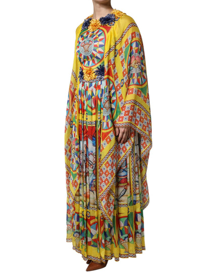 Dolce & Gabbana Multicolour Carretto Print Kaftan Twill Dress