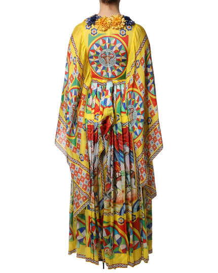 Dolce & Gabbana Multicolour Carretto Print Kaftan Twill Dress