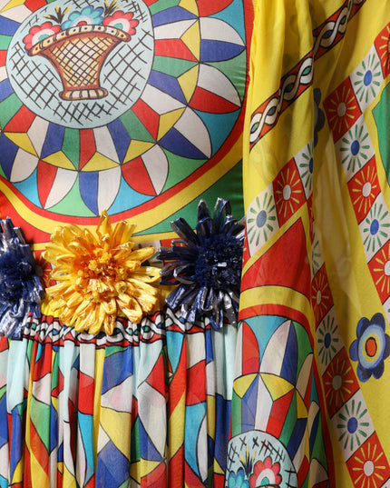 Dolce & Gabbana Multicolour Carretto Print Kaftan Twill Dress