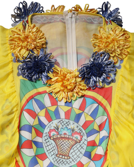 Dolce & Gabbana Multicolour Carretto Print Kaftan Twill Dress