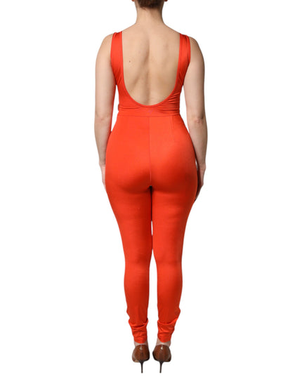 Dolce & Gabbana Orange Sleeveless Bodycon Jumpsuit Dress