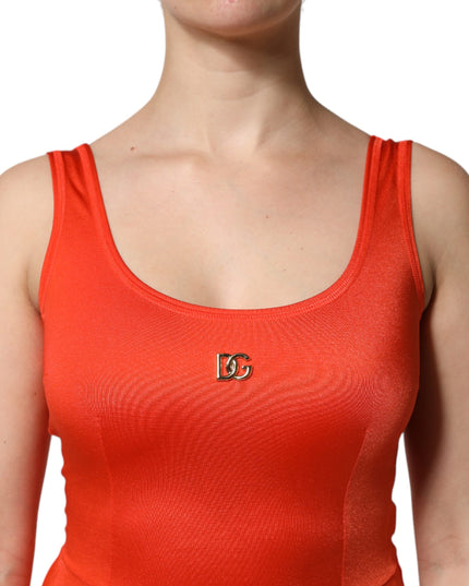 Dolce & Gabbana Orange Sleeveless Bodycon Jumpsuit Dress