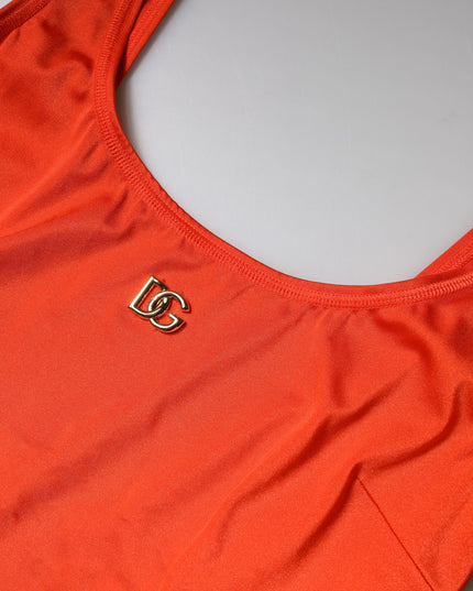 Dolce & Gabbana Orange Sleeveless Bodycon Jumpsuit Dress